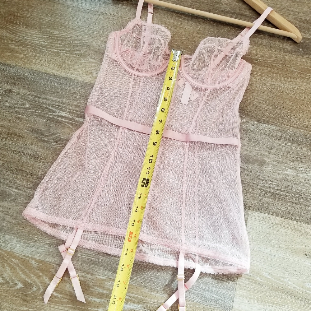 Victoria's Secret Very Sexy Pink Sheer Mesh Lace Garter Lingerie Dress NWT - Picture 5 of 12